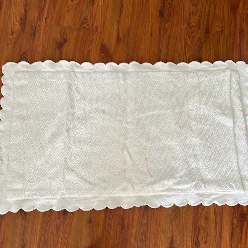 Sferra Bros white heavy cotton plissé long decorative 32x18 decorative pillowcas